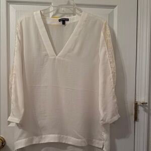 Express Women's White V-Neck Top